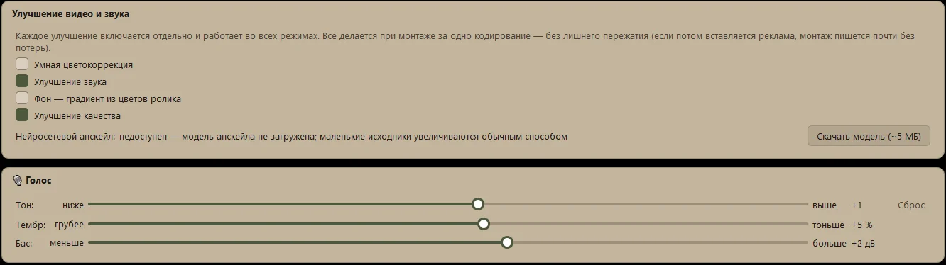 Голос и улучшения